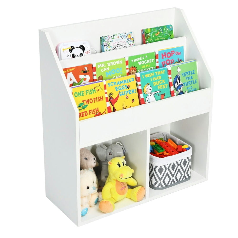 Hommoo Kids Wooden Bookshelf Bookcase Children Toy Storage Cabinet Organizer White, Kids Toy Storage for Kids, Boys, Image 5