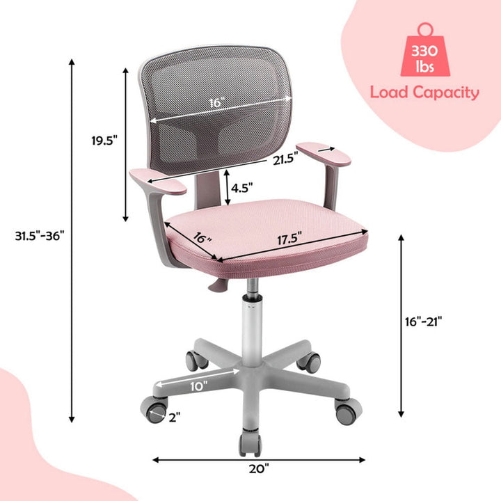 Hommoo Adjustable Desk Chair with Auto Brake Casters for Kids-Pink, Kids Chairs for Kids Image 5