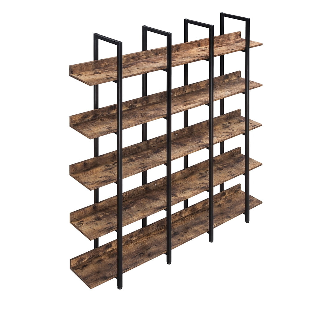 Hommoo Modern Industrial Style Book Shelf, 5-Tier Bookshelf, Wood and Metal Bookcase Furniture for Home and Office, Image 4