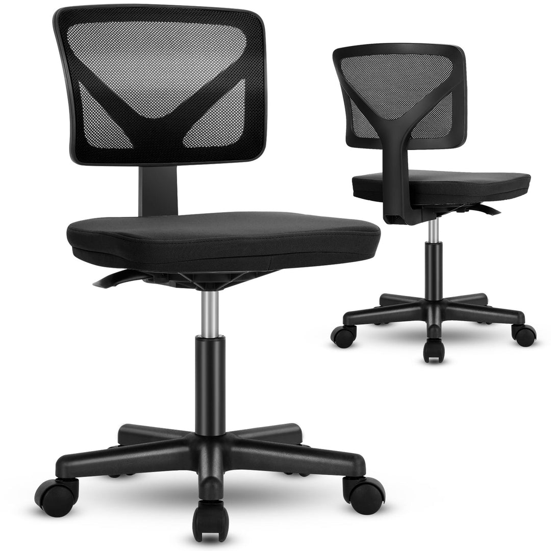 Canddidliike Modern Mesh Fabric Armless Swivel Office Task Chair for Living Room, Bedroom, Study Room Image 1