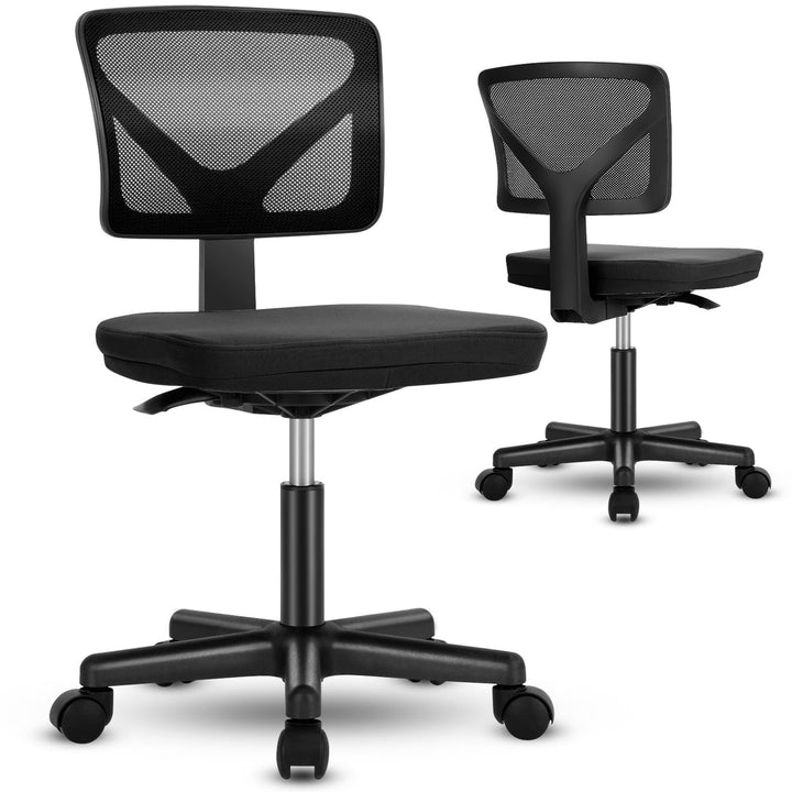 Canddidliike Modern Mesh Fabric Armless Swivel Office Task Chair for Living Room, Bedroom, Study Room Image 1