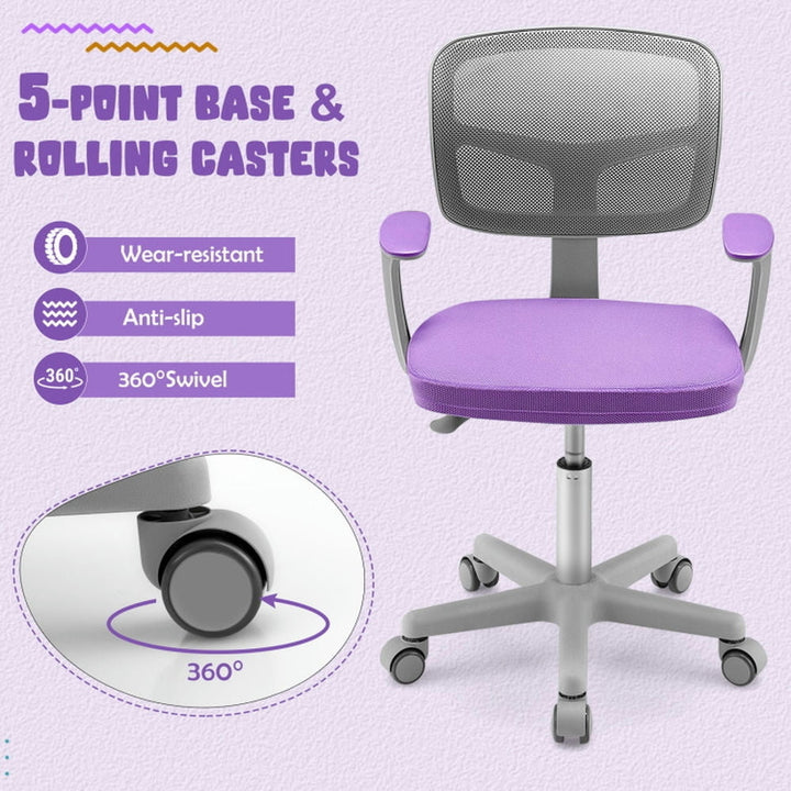 Hommoo Adjustable Desk Chair with Auto Brake Casters for Kids-Purple, Kids Chairs for Kids Image 3