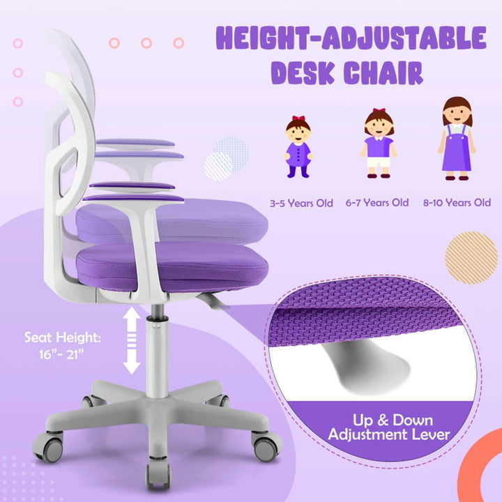 Hommoo Adjustable Desk Chair with Auto Brake Casters for Kids-Purple, Kids Chairs for Kids Image 5