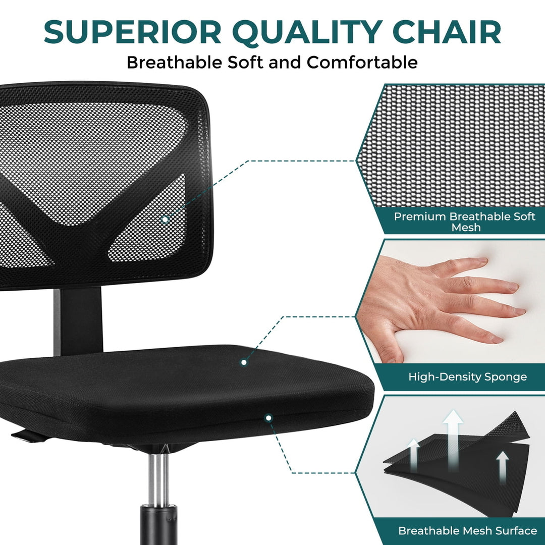 Canddidliike Modern Mesh Fabric Armless Swivel Office Task Chair for Living Room, Bedroom, Study Room Image 4