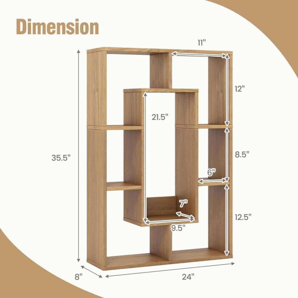 Hommoo Bookshelf,Shelf, Open Bookcase Book Shelf, 7-Cube Geometric Bookshelf Modern Decorative Open Bookcase-Natural Image 2