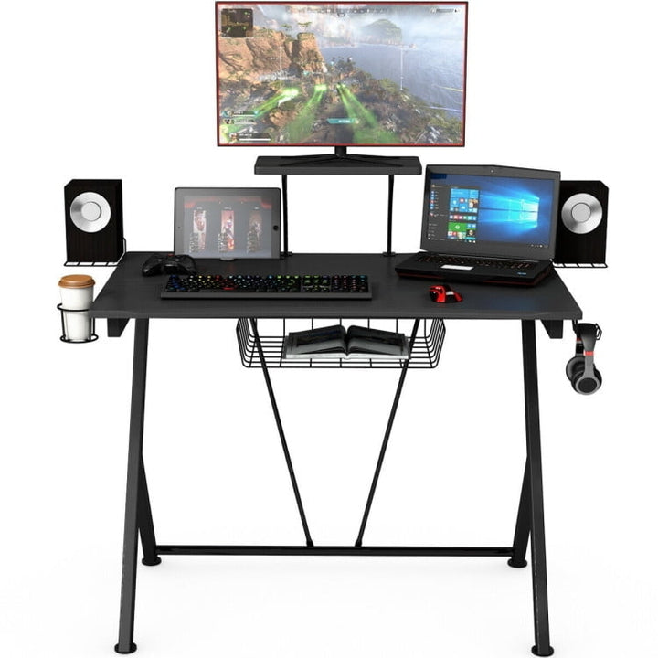 Hommoo Multifunctional E-Sport Gaming Desk with Headset Hook and Cup Holder, Gaming Computer Desks for Image 1