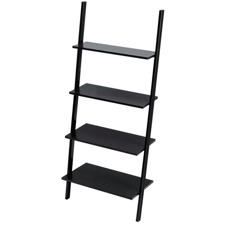 Hommoo Bookshelf,Shelf, Open Bookcase Book Shelf,Storage Shelf Unit Plant Stand,4-Tier Industrial Leaning Wall Image 1