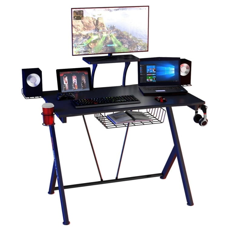 Hommoo Multifunctional E-Sport Gaming Desk with Headset Hook and Cup Holder, Gaming Computer Desks for Image 2