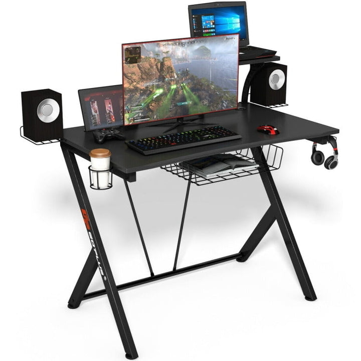 Hommoo Multifunctional E-Sport Gaming Desk with Headset Hook and Cup Holder, Gaming Computer Desks for Image 4