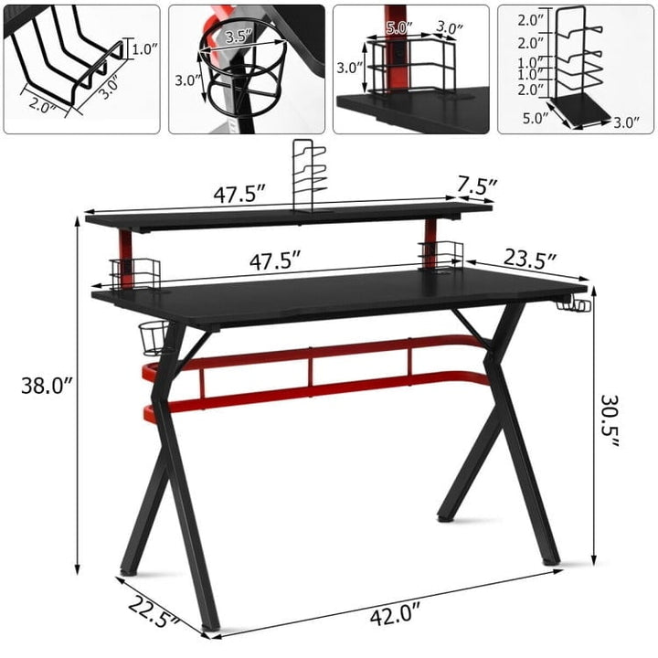 Hommoo Gaming Computer Multifunctional Storage Desk, Home Office Desks, Gaming Computer Desks for Study,Working,Writing Image 4