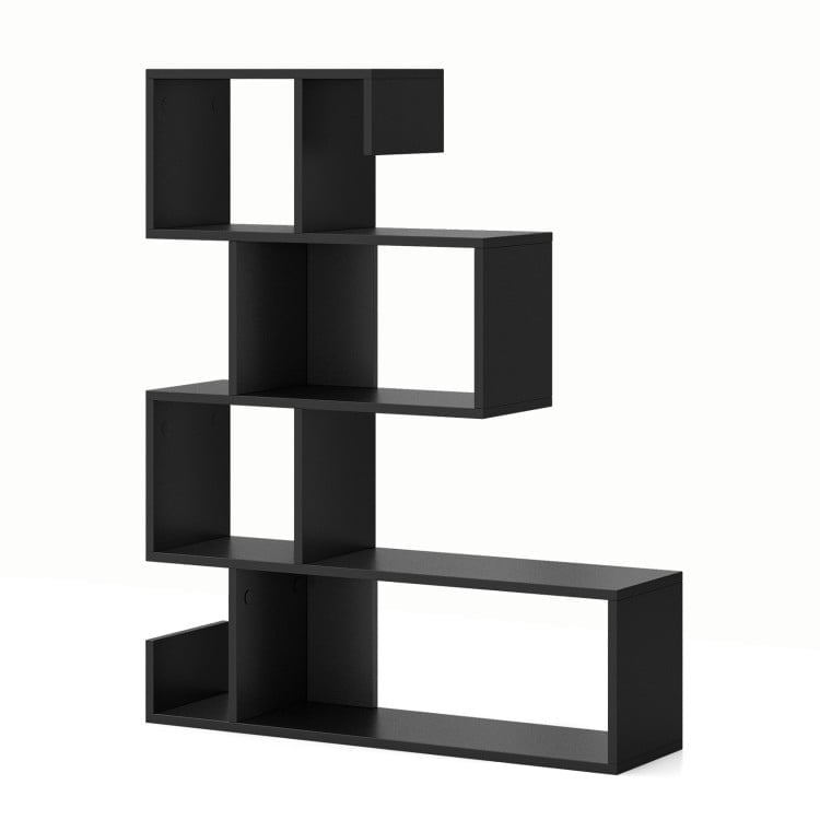 Hommoo Bookshelf,Shelf, Open Bookcase Book Shelf, 5-Tier S-Shaped Bookshelf Geometric Z-Shelf Bookcase with Open Image 1