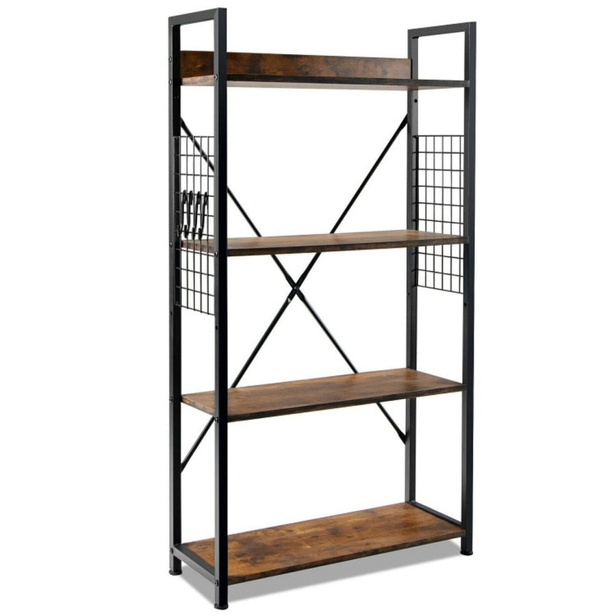 Hommoo Bookshelf,Shelf, Open Bookcase Book Shelf,Storage Shelf Unit Plant Stand,4 -Tier Industrial Open Storage Image 1