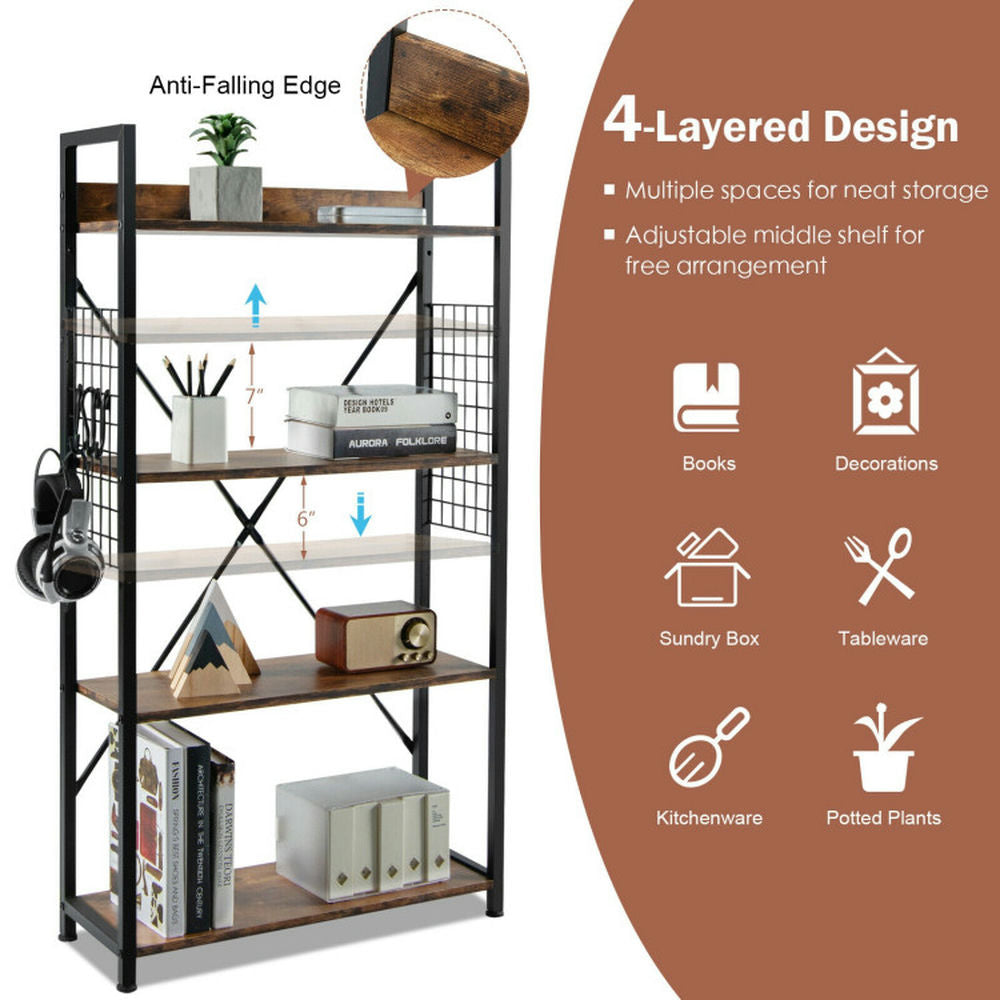 Hommoo Bookshelf,Shelf, Open Bookcase Book Shelf,Storage Shelf Unit Plant Stand,4 -Tier Industrial Open Storage Image 3