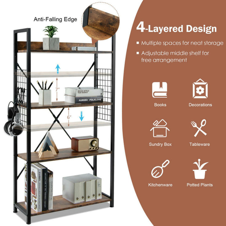 Hommoo Bookshelf,Shelf, Open Bookcase Book Shelf,Storage Shelf Unit Plant Stand,4 -Tier Industrial Open Storage Image 3