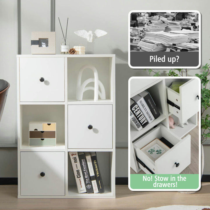 Hommoo Bookshelf,Shelf, Open Bookcase Book Shelf, 3-Tier Bookshelf with Anti-toppling Device for Living Room-White Image 3