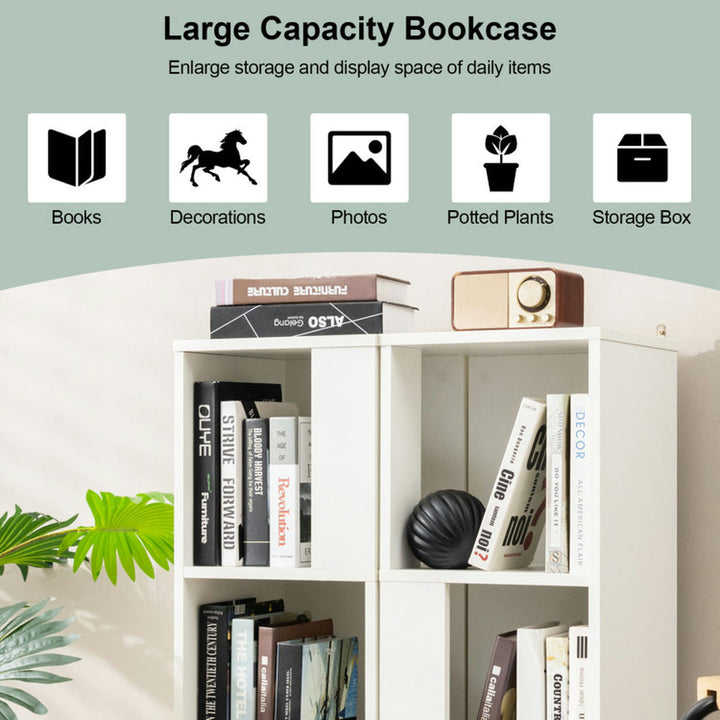 Hommoo Bookshelf,Shelf, Open Bookcase Book Shelf, 3-Tier 6 Cube Freestanding Bookcase with Anti-toppling Device-White Image 6