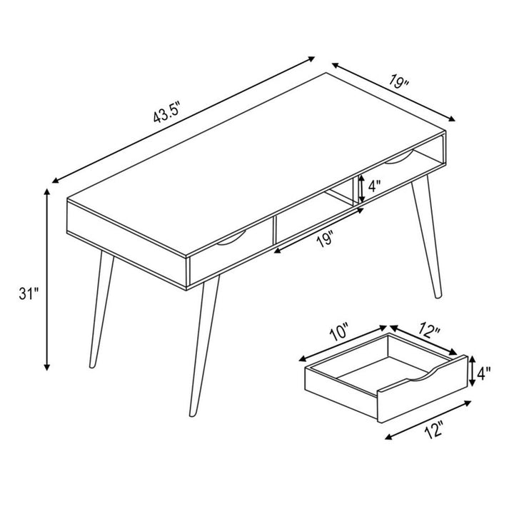 Hommoo Stylish Computer Desk Workstation with 2 Drawers and Solid Wood Legs-Walnut, Gaming Computer Desks for Image 6