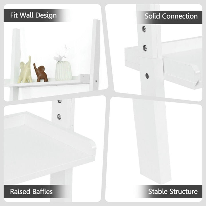 Hommoo Bookshelf,Shelf, Open Bookcase Book Shelf, 5-Tier Wall-leaning Ladder Shelf Display Rack for Plants and Image 3