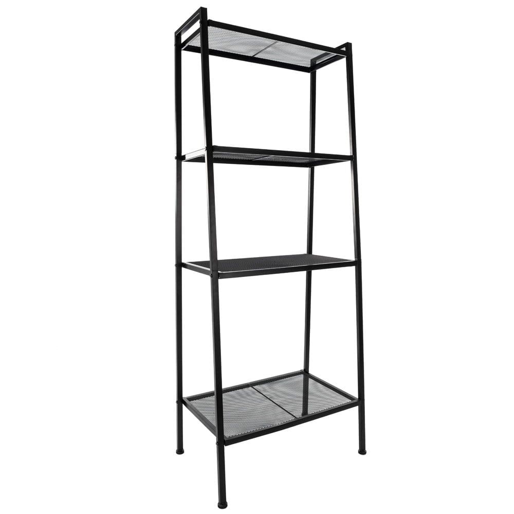 Hommoo Widen 4 Tiers Ladder Shelf, Bookshelf Display Rack, Bookcase Stand Shelves for Home Office - Black Image 2