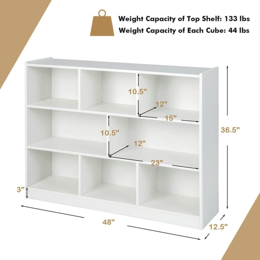 Hommoo Bookshelf,Shelf, Open Bookcase Book Shelf, 3-Tier Open Bookcase 8-Cube Floor Standing Storage Shelves Display Image 2