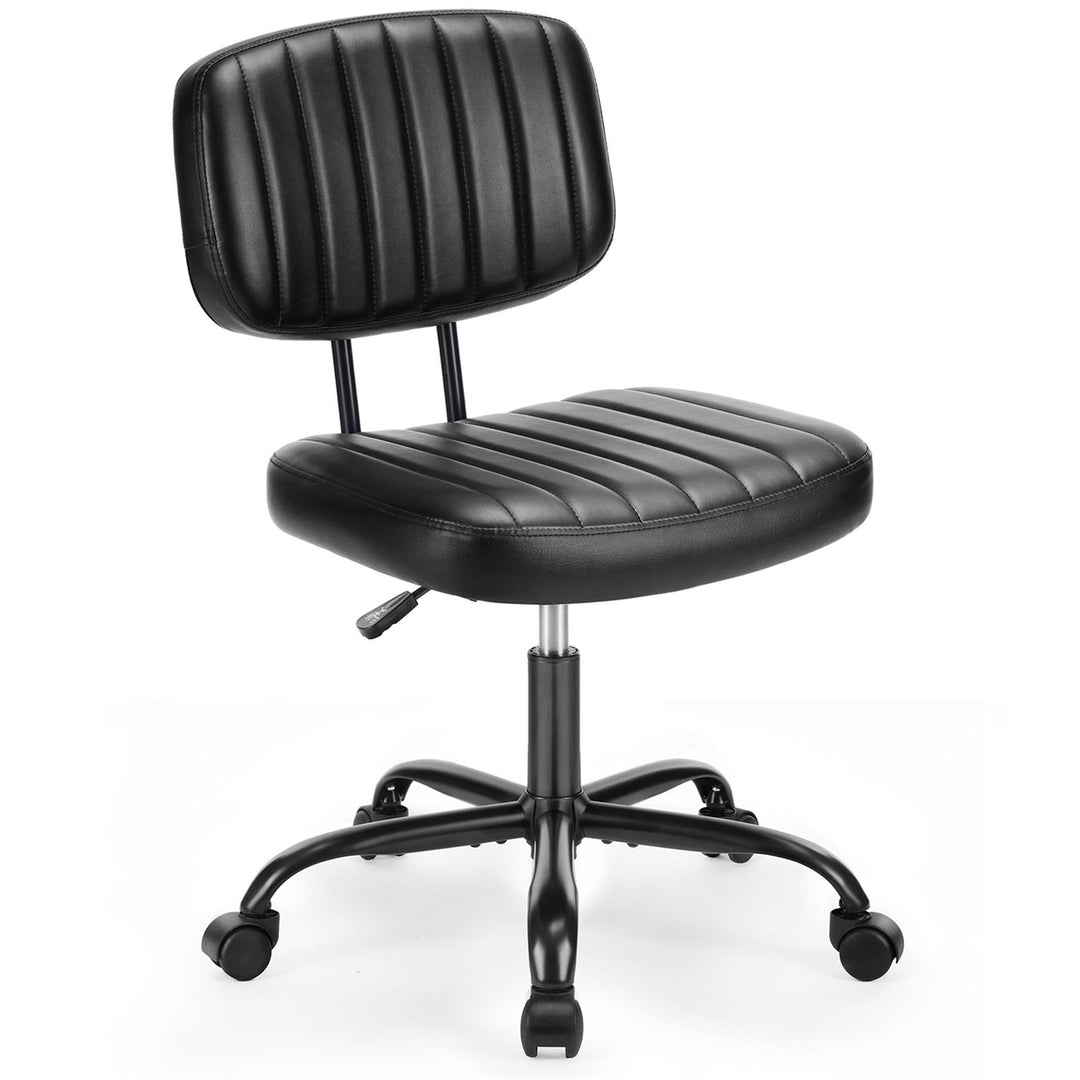 Hommoo Armless Home Office Chair Ergonomic Desk with Comfy Low Back Lumbar Support, Height Adjustable PU Leather Image 7