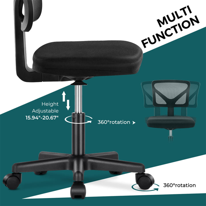 Hommoo Office Computer Desk Chair, Ergonomic Low Back Mesh Rolling Work Swivel Chair with Wheels, Black Image 3