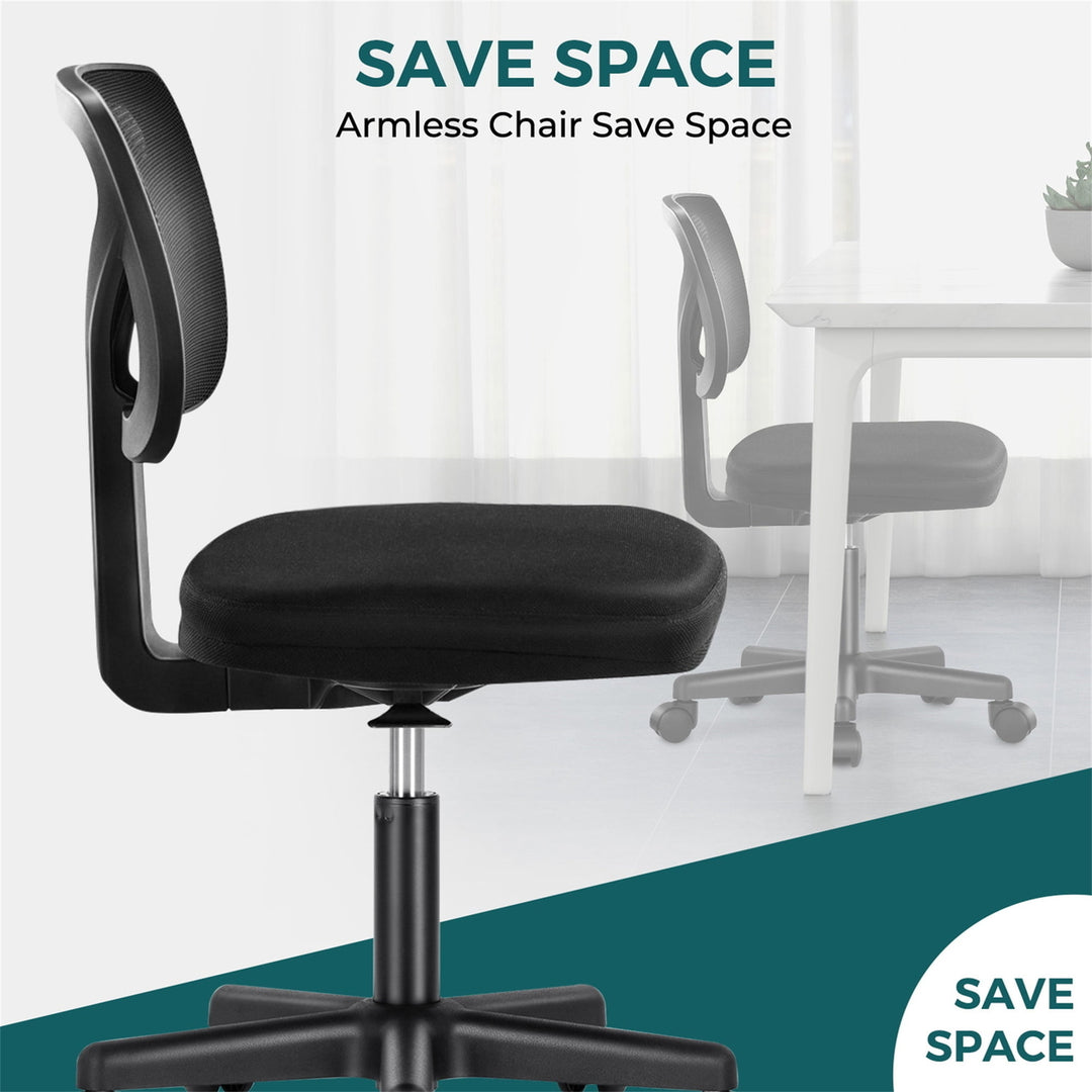 Hommoo Office Computer Desk Chair, Ergonomic Low Back Mesh Rolling Work Swivel Chair with Wheels, Black Image 6