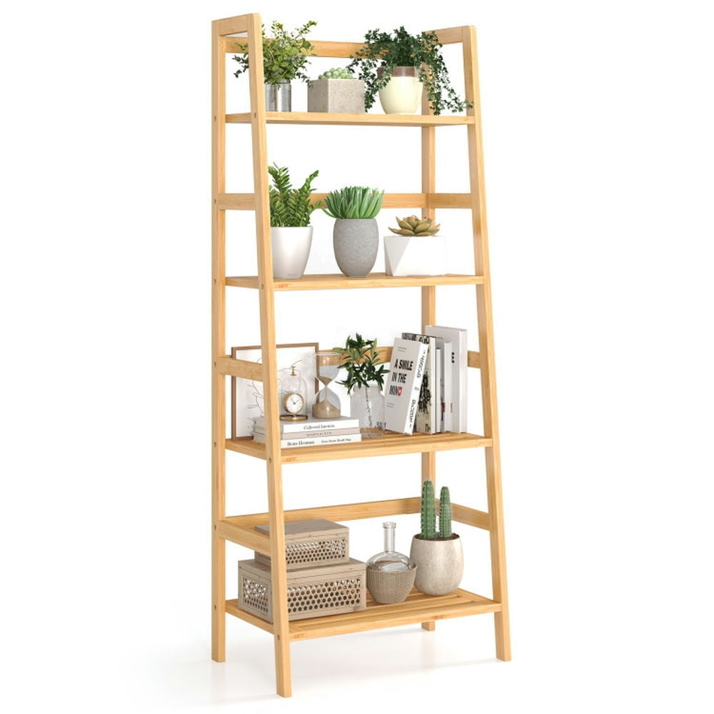 Hommoo Bookshelf,Shelf, Open Bookcase Book Shelf, 47.5 Inch 4-Tier Multifunctional Bamboo Bookcase Storage Stand Rack Image 2