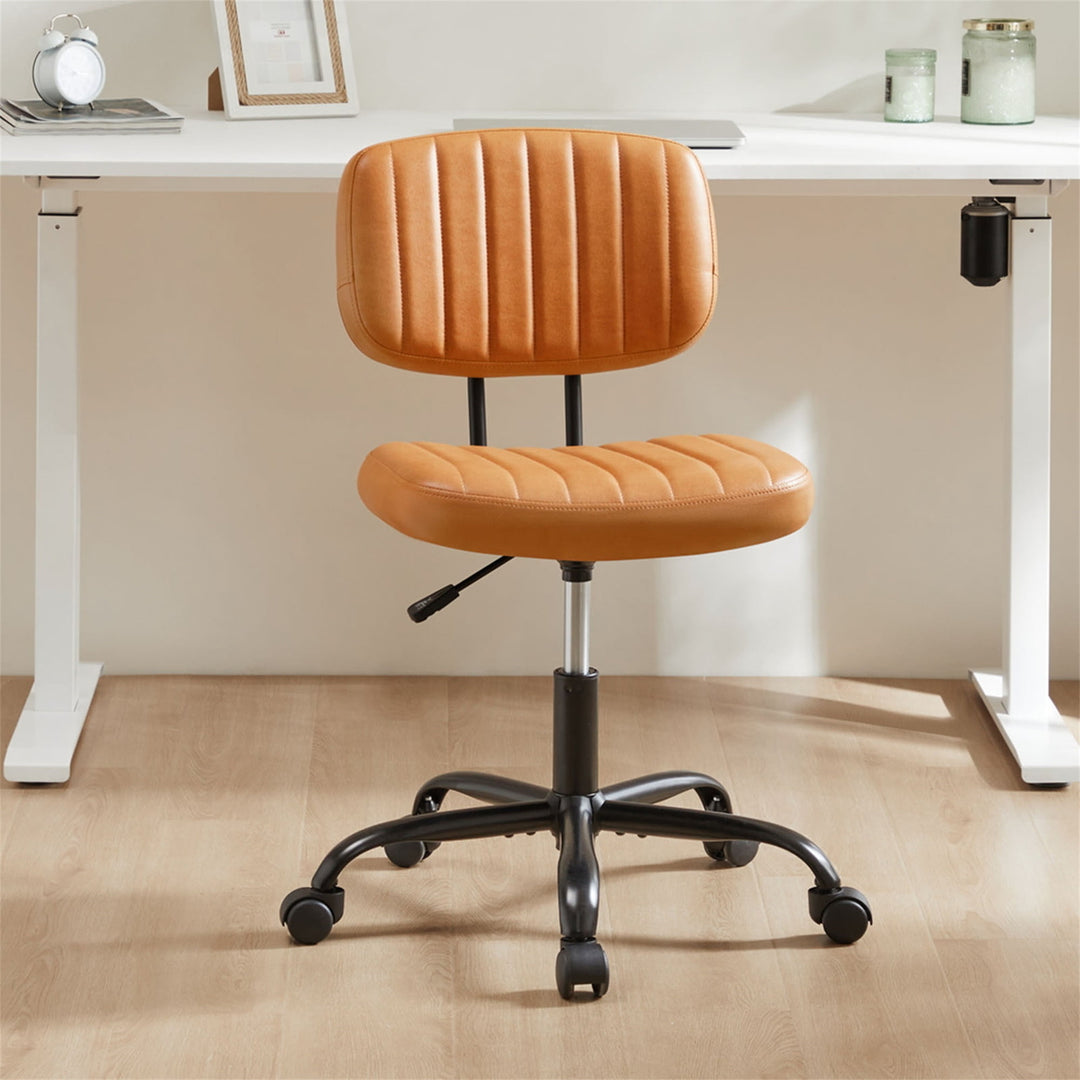 Hommoo Armless Home Office Chair Ergonomic Desk with Comfy Low Back Lumbar Support, Height Adjustable PU Leather Image 5