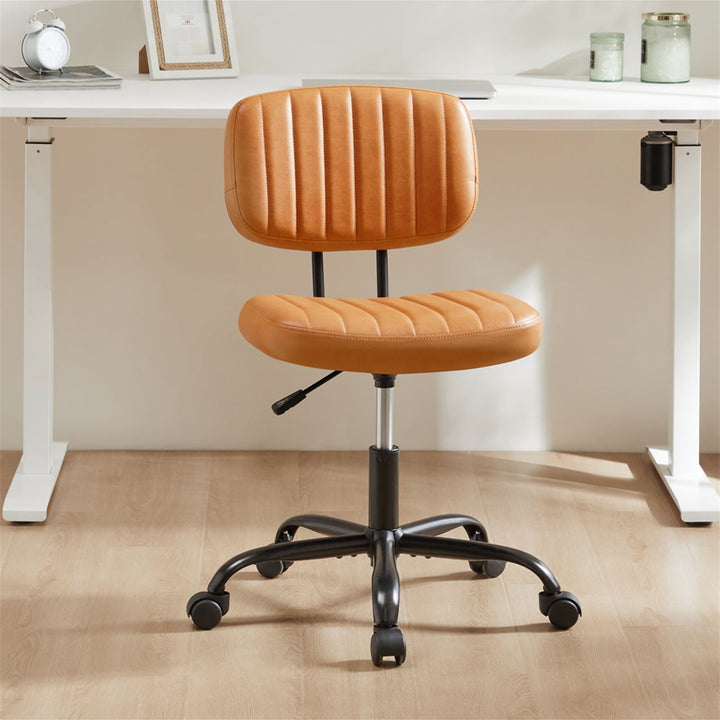 Hommoo Armless Home Office Chair Ergonomic Desk with Comfy Low Back Lumbar Support, Height Adjustable PU Leather Image 5