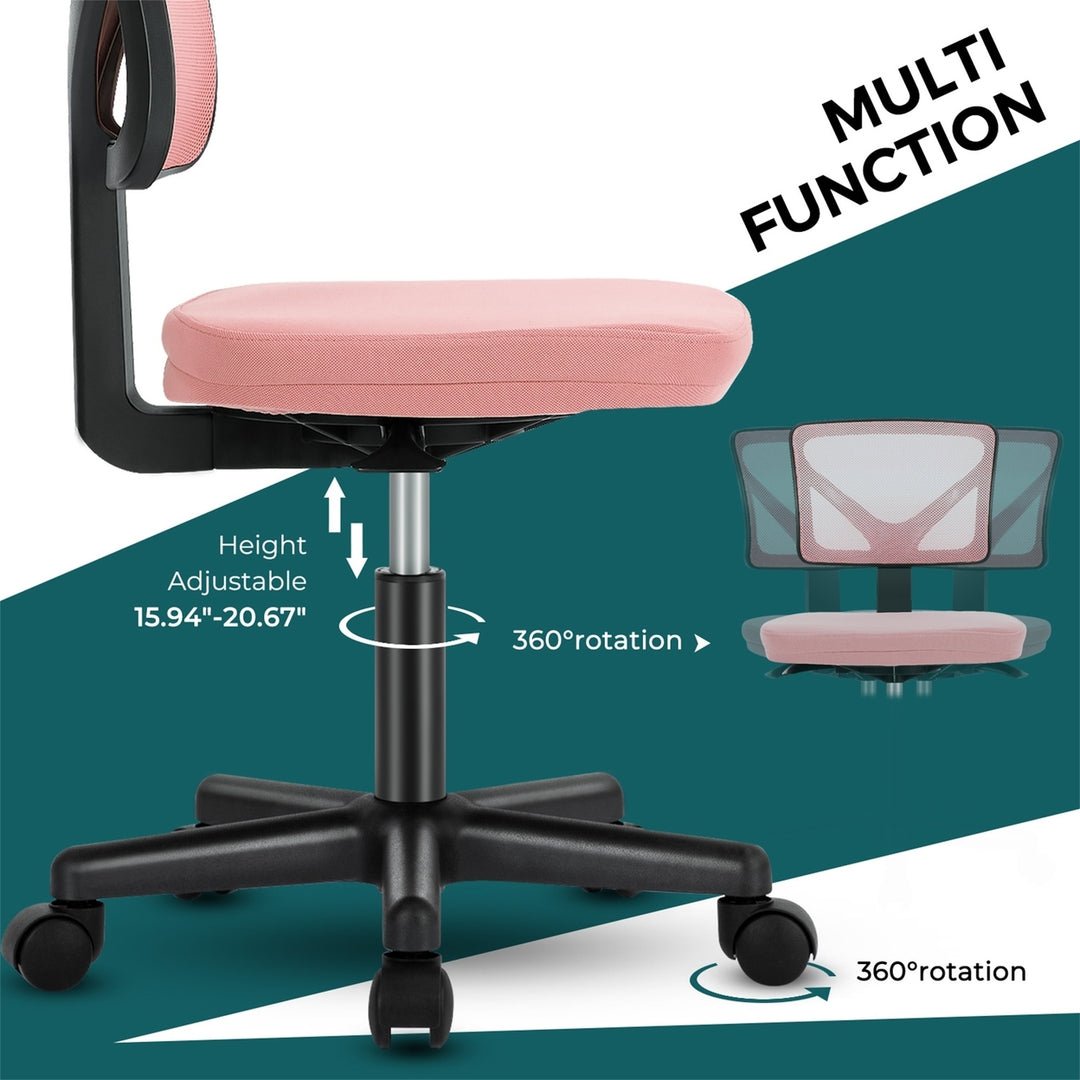 Hommoo Office Computer Desk Chair, Ergonomic Low Back Mesh Rolling Work Swivel Chair with Wheels, Pink Image 6