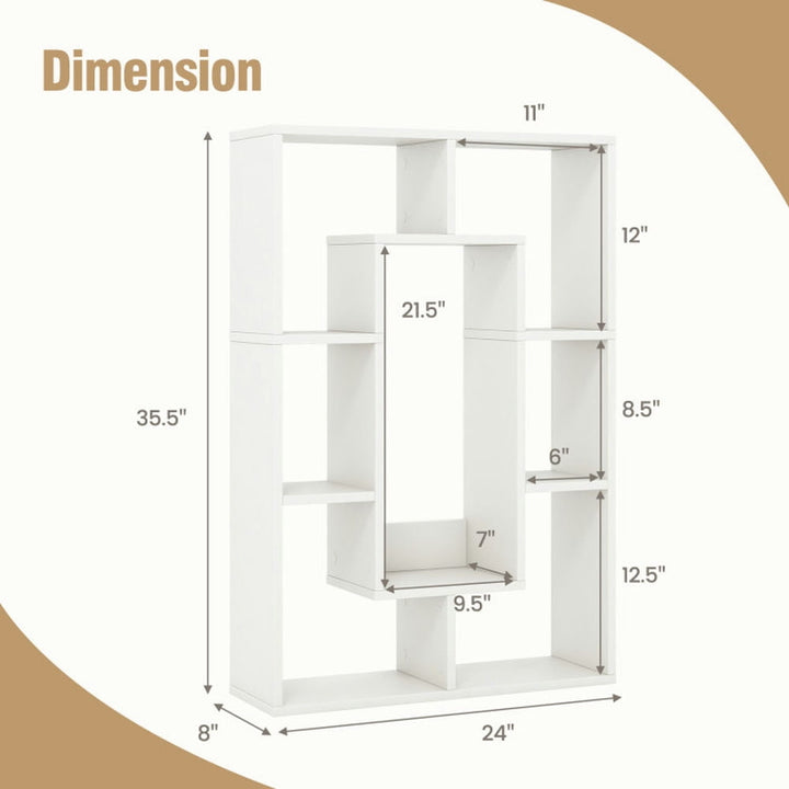 Hommoo Bookshelf,Shelf, Open Bookcase Book Shelf, 7-Cube Geometric Bookshelf Modern Decorative Open Bookcase-White Image 2