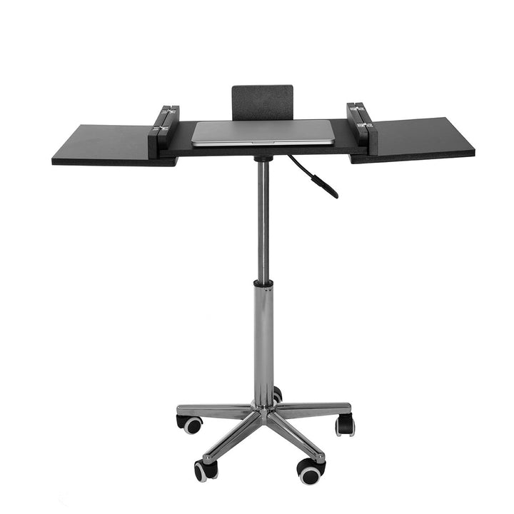 Hommoo Foldable Table Laptop Cart with Height Adjustable and Sitting Mobile - Black and Gray Image 4