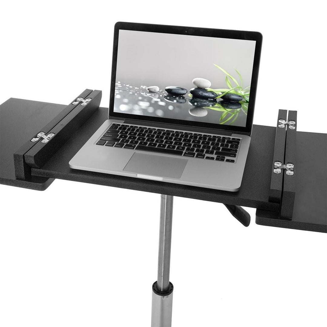 Hommoo Foldable Table Laptop Cart with Height Adjustable and Sitting Mobile - Black and Gray Image 7