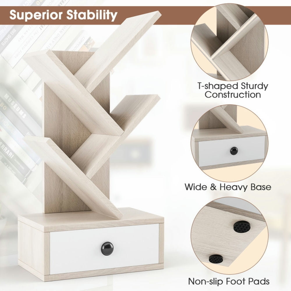 Hommoo Bookshelf,Shelf, Open Bookcase Book Shelf,Storage Shelf Unit Plant Stand,5-Tier Floor Standing Tree Bookcase with Image 2