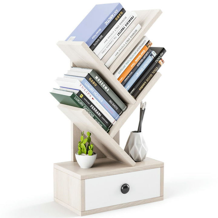 Hommoo Bookshelf,Shelf, Open Bookcase Book Shelf,Storage Shelf Unit Plant Stand,5-Tier Floor Standing Tree Bookcase with Image 4