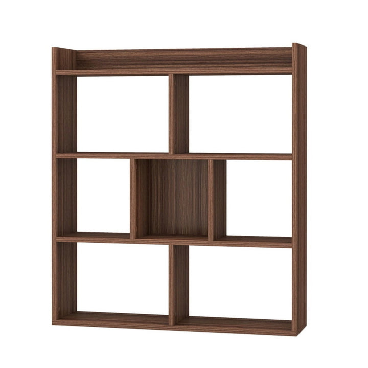 Hommoo Bookshelf, Display Bookshelf, Bookcase,7 Cubes Open-back Bookshelf with Anti-Toppling Devices-Walnut Image 1