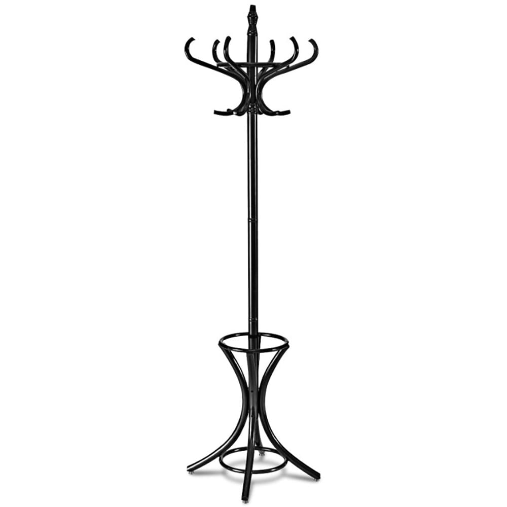 Hommoo Wood Standing Hat Coat Rack with Umbrella Stand-Black, Tree Shaped Coat and Hat Hanger, Coat Racks for Foyer and Image 1