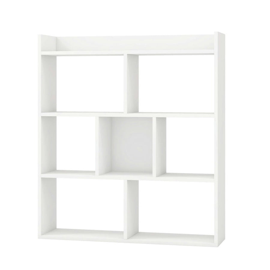 Hommoo Bookshelf, Display Bookshelf, Bookcase,7 Cubes Open-back Bookshelf with Anti-Toppling Devices-White Image 1