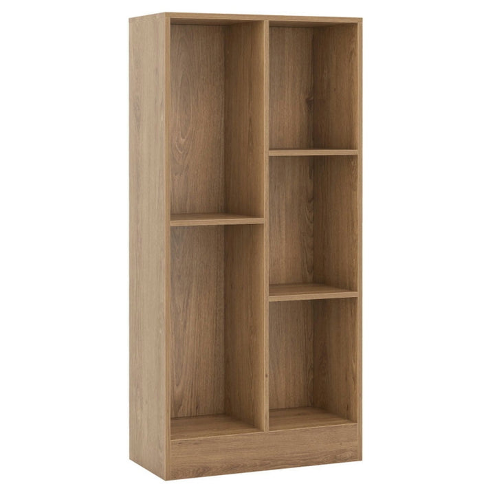 Hommoo Bookshelf, Display Bookshelf, Bookcase,41 Inches 5-Cube Floor Bookcase with 2 Anti-Tipping Kits-Natural Image 1