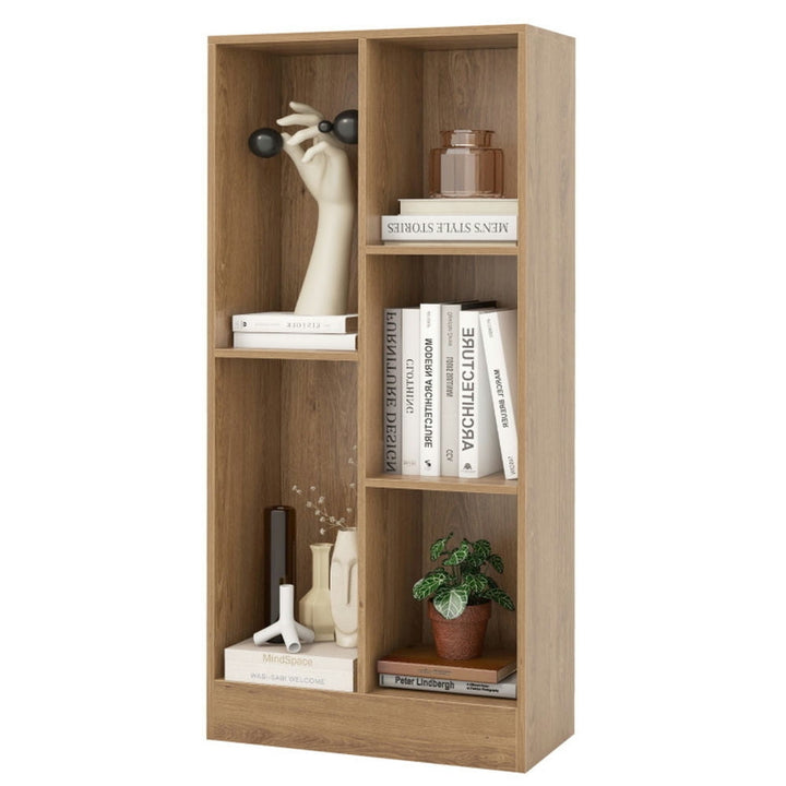 Hommoo Bookshelf, Display Bookshelf, Bookcase,41 Inches 5-Cube Floor Bookcase with 2 Anti-Tipping Kits-Natural Image 3