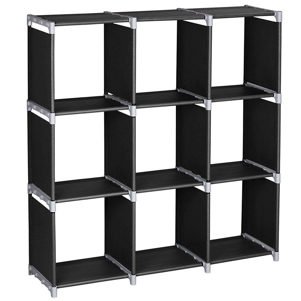 Hommoo Cube Storage Organizer, 9 Cube Storage Unit for Clothes, Plastic Cube Storage Shelves, Black Image 2