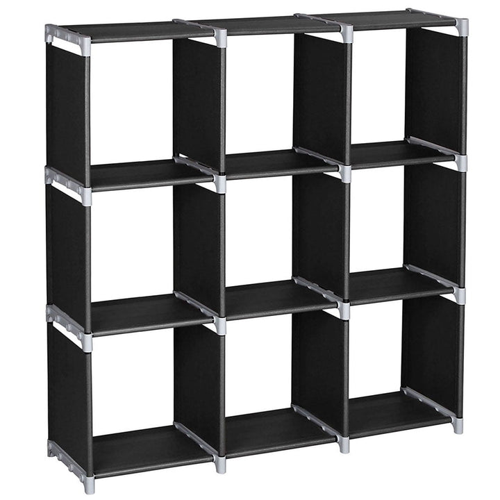 Hommoo Cube Storage Organizer, 9 Cube Storage Unit for Clothes, Plastic Cube Storage Shelves, Black Image 2