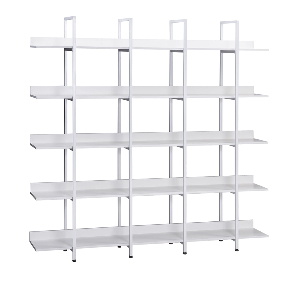 Hommoo Modern Industrial Style Book Shelf, 5-Tier Bookshelf, Wood and Metal Bookcase Furniture for Home and Office, Image 6