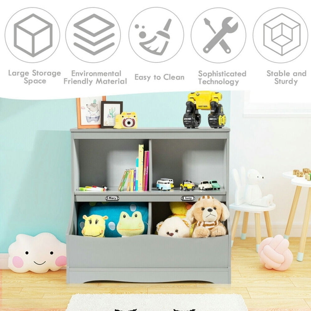 Hommoo Kids Floor Cabinet Multi-Functional Bookcase -Gray, Kids Toy Storage for Kids, Boys, Girls, Nursery Image 3