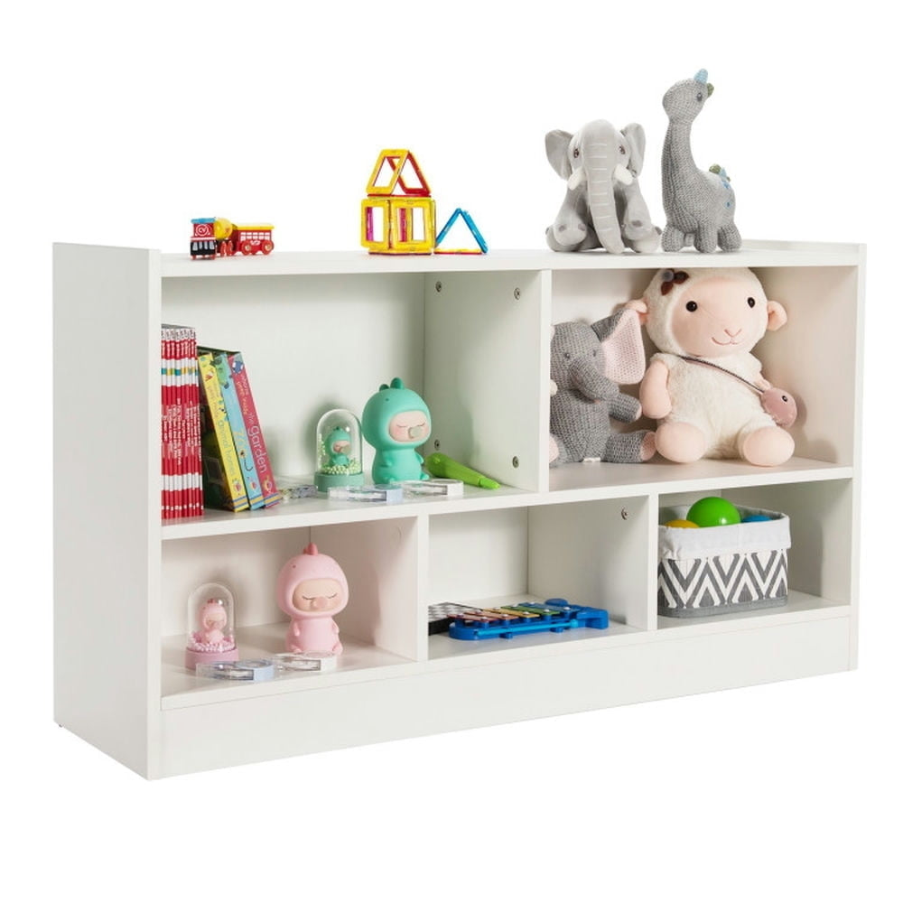 Hommoo Kids 2-Shelf Bookcase 5-Cube Wood Toy Storage Cabinet Organizer-White, Kids Toy Storage for Kids, Boys, Girls, Image 6