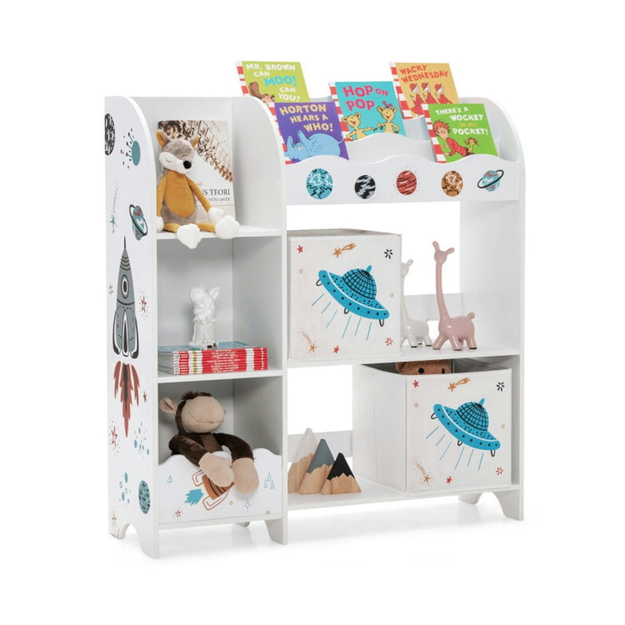 Hommoo Kids Toy and Book Organizer Children with Storage Bins, Kids Toy Storage for Kids, Boys, Girls, Nursery Image 1