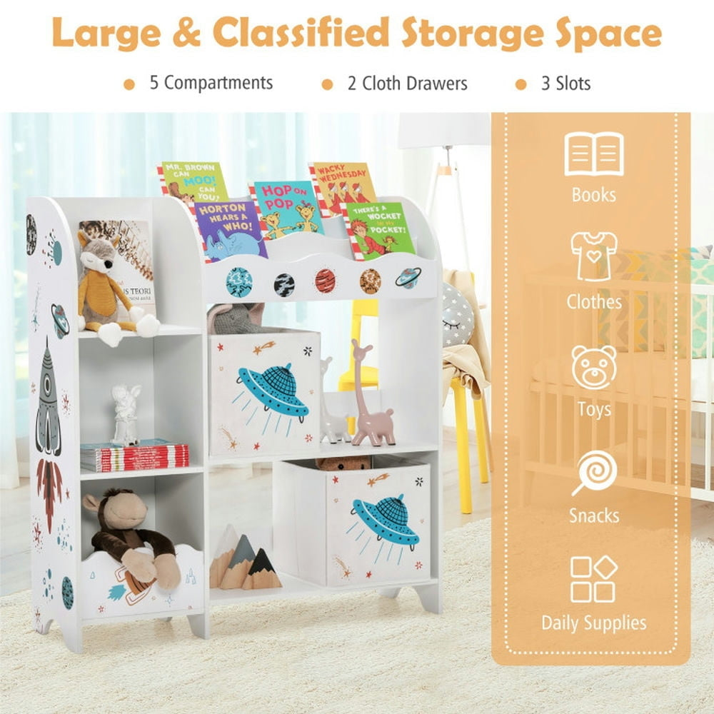 Hommoo Kids Toy and Book Organizer Children with Storage Bins, Kids Toy Storage for Kids, Boys, Girls, Nursery Image 2