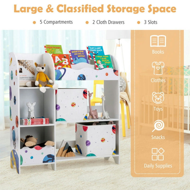 Hommoo Kids Toy and Book Organizer Children Wooden Storage Cabinet with Storage Bins, Kids Toy Storage for Kids, Boys, Image 2