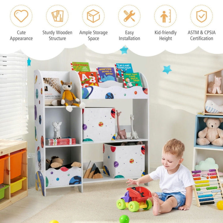 Hommoo Kids Toy and Book Organizer Children Wooden Storage Cabinet with Storage Bins, Kids Toy Storage for Kids, Boys, Image 5